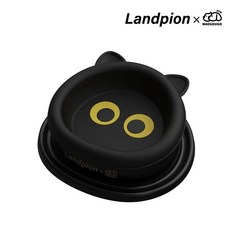 心頭肉x蔚刻 寵物水碗 貓咪/狗狗適用 食品級矽膠, 1個, 大眼喵喵碗（黑）