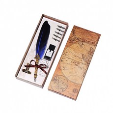 루아 퀼 구스 깃털 딥펜 세트 네이비 클래식한분위기 세밀한필기 만년펜