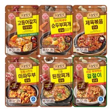 오뚜기 오늘밥상 (고등어 갈치조림양념+바지락순두부찌개양념+사천식마파두부양념+차돌된장찌개양념+제육볶음양념+바로무쳐먹는 겉절이 양념90g), 1세트, 90g
