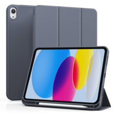 AOUB iPad 보호 케이스 펜 슬롯이 있는 전체 커버리지 낙하 방지 및 굽힘 방지 정밀한 구멍 위치 지능형 절전 및 깨우기, 보라, 1개