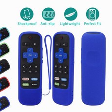 TCL Roku TV 스팀 스틱 보호 케이스 3600R 3800 3900 원격 실리콘 커버 충격 방지 컨트롤러 피부 미끄럼 방지, 5) Blue