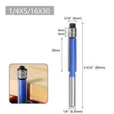 O 雙刃倒角刀雕刻機鑼刀雙軸承修邊刀木工滾珠雙刃直刀加長銑刀刀頭 優選, 1-4x5-16x30（小柄）