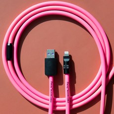 파카이 2미터 초고속 충전 실리콘 케이블 USB 라이트닝, 1개, 핑크&블랙, 2m