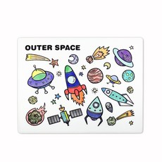 兒童矽膠彩繪餐墊 - 太空主題, 1個, 白色