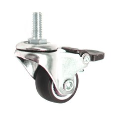 가구용 무소음 캐스터 바퀴 2.5cm(1인치) 볼트 브레이크형 M6 브라운 TPE 2개입 4개입, 1세트