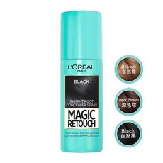 LOREAL Paris 巴黎萊雅 魔髮瞬效補色噴霧75ml (自然黑/暗棕色)快速補染髮神器, 1個, 暗棕色, 暗棕色