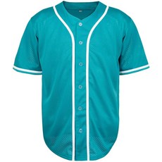 포뉴트릭스 블랭크 플레인 힙합 힙스터 야구 저지 버튼 다운 셔츠 스포츠 유니폼 남녀용 (노란색 메시 미디엄), Large, Fo-green-mesh