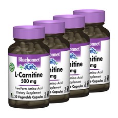 Bluebonnet 左旋肉鹼 500mg植物膠囊 無麩質, 30顆, 4罐