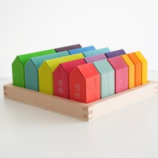 椴木積木兒童玩具遊戲, 1個, 椴木城市房子:如圖所示