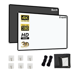 VEIDADZ 가정용 주름방지 고밀도 폴리에스터 빔프로젝터 스크린 휴대용 흑색 배면층, 60형, 16:9