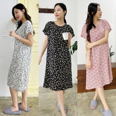 별별모아 여름 반팔 아사면 홈웨어원피스 여성잠옷 실내복