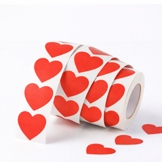 풍수지리 재물운 하트 스티커 500매 1롤, 1개, 레드