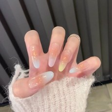 5A精妝優選旗艦店 穿戴甲 漸變氣質 美甲貼, 1個, 44號漸變多巴胺甲-下單送工具包5件套,XS 小小手/特別小