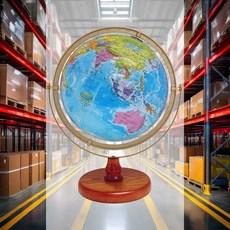 지구본 H40cm 원목받침 세계지구본 교구 지도 지구의 지명학습용 회전