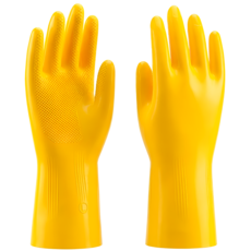 슈퍼터프 고중량 공업용 천연 라텍스 안찢어지는 고무장갑, 5개, 대형(L), 옐로우