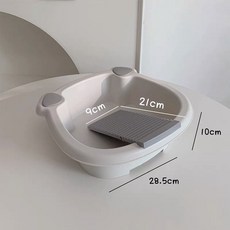 KP精選 帶搓衣板洗衣盆 學生宿舍洗衣神器 加厚塑料搓衣盆 家用洗衣盆 洗衣籃, 1個, 太空灰貓耳【自帶搓衣板】, 太空灰貓耳【自帶搓衣板】