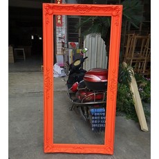 대형 베르사유 엔틱 웨이브 전신거울 홈카페 복도 미용실, 10cm 90x110cm 벽난로 거울, 네온 오렌지