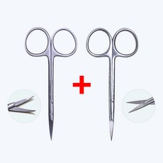 아이리스시저 2p 직선 + 곡선 안과 가위 고급형 11.5cm 의료용 병원 의료 간호사, 2개