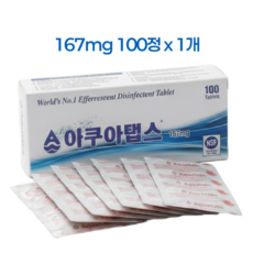 아쿠아탭스 100정 정수기 수조 소독 식기 살균, 아쿠아탭스 167mg,1개