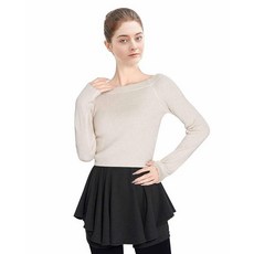 Daydance 십대 소녀 여성용 긴소매 댄스 스웨터 부드러운 발레 웜업 풀오버 레오타드 오트밀 보트 넥