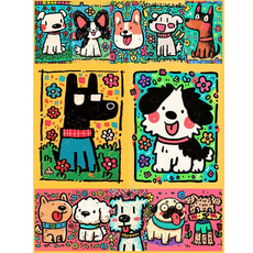 글로윅 DIY명화그리기 피포페인팅 그림그리기 유화 세트, 40*50cm, 08강아지, 1개