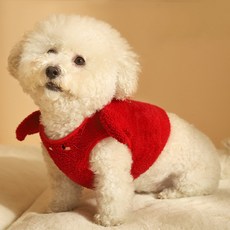 큐트스마트 강아지 꽃게 디자인 기모 조끼, 1개, 레드