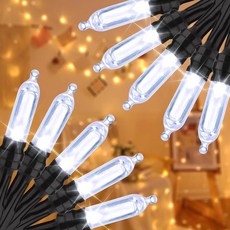 할로윈 조명 장식 기념일 파티 LYHOPE 오렌지 퍼플 실내 33피트 100인치 LED 배터리 조명 8모드 타이머 방수 배터리로 작동하는 홈 트리 화환 마당 야외 휴일, Cool White, 2PCS, Cool White