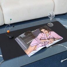데스크매트 M L XL 테이블 책상 대형 논슬립 가죽 패드, 블랙