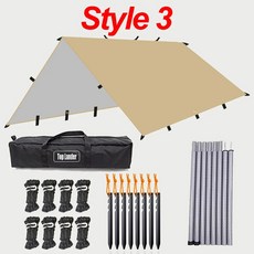 19 행 포인트 방수포 방수 생존 Bushcraft 태양 대피소 해변 그늘 텐트 야외 캐노피 배낭 관광 천막 4x4 3x3m, Khaki stlye 3