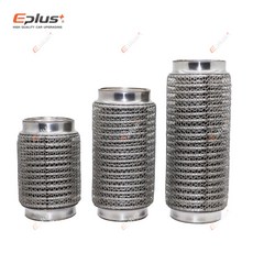 EPLUS 자동차 배기관 텔레스코픽 연결 스틸 메쉬 벨로우즈 스테인레스 머플러 파이프 커넥터 용접 유니버설, 51MM-120MM, 1개