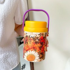 復古316不鏽鋼燜燒杯便攜手提保溫飯盒上班族女創意個性餐盒悶燒罐食物罐316悶燒罐保溫罐, 繁花520ml, 1個