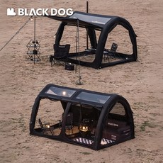 블랙독 SKY GATE 터널 에어텐트 투명창 공기주입식 격납고 대형텐트 굴뚝 에어쉘터 캠핑, (2 유닛), black