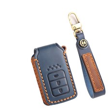 Honda Hallmo 韓版鑰匙皮套 (適用 HRV/CRV 5/6/FIT/CITY/CIVIC/ACCORD), B款3鍵-藍色+