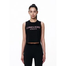 라임라잇 어패럴 애슬릿 죠스 크롭 슬리브리스 우먼 블랙핑크