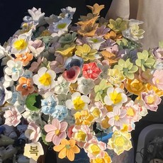 핑크 화병 도자기 세라믹 꽃병 인테리어 장식 꽃꽂이 달항아리 베이스, 단층 그라데이션 꽃 랜덤