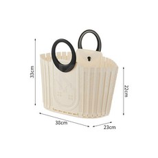 新款髒衣籃 塑料大容量家用壁掛摺疊洗衣籃 多功能手提式髒衣簍, 小號髒衣籃【黑色提手】