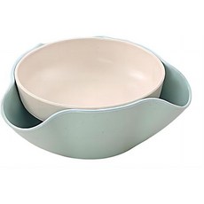 피스타치오 에다메 체리 견과류 쉘 스토리지용 대나무 식료품 더블 접시 스낵 볼(녹색), Blue, 1개