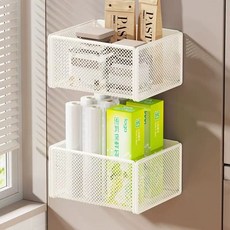 Alemon 마그네틱 자석 냉장고 선반 다용도 수납 정리, 대, 흰색