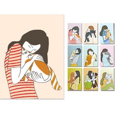 뉴트로펜슬 펫러버포스터+엽서세트 10종, 1베이지고냥이