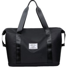 Hongloo 摺疊擴充旅行包 乾濕分離防水行李袋 大容量運動健身包, 黑色, 1個