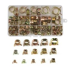 호스 고정 집게 밴드 세트 115PCS - 6-22mm 스프링 호스클램프 - 탄소강 컬러아연 도금 - 자동차 배관 연료라인 고정용, 이미지참조, 1세트
