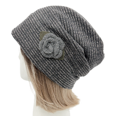 엄마짱 MDF_8400_까멜리아코사지 투톤니트두건 / 중년여성모자 여성사계절두건 4060중년여성 두건 크리스마스 실내용모자 여성탈모가리개 위생모자두건 항암비니 엄마선물 할머니