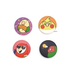 버펠 앵무새 캐릭터 핀버튼 뱃지 굿즈, 1개, 4.칸쵸(모란앵무)