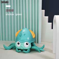 QRU 兒童感應電動螃蟹玩具可充電發光音樂寶寶爬行逃跑螃蟹熱賣, 1個, 綠色/感應八爪魚【充電版】彩盒