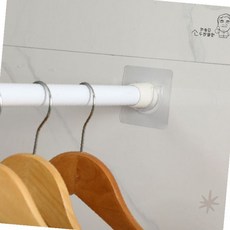 무타공 접착 부착 압축봉 고정 홀더 지지대 벽면 설치 주방 욕실 수납 정리 행거, A_화이트