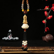 白蓮花黃楊木汽車掛件, 白蓮花 - 佛, 1個
