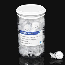 LABALPA 주사기 필터 PTFE 100 팩 랩 기공 크기 소수성 여과25mm 0.22m, 25mm 0.22μm