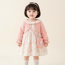 토끼튤립 볼레로 원피스 긴팔 봄 가을 여아 외출복 추석 선물 유아