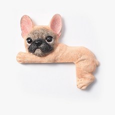 可愛狗法鬥開關裝飾墻貼保護套 現代簡約樹脂動物3D立體插座貼, 棕色右臥法鬥