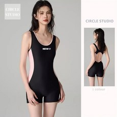 女生泳衣女款連體平角保守2024新款游泳館專用專業訓練競速游泳衣學生